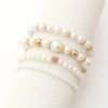 4-Pieces: Elegant White Faux Pearls Beaded Handmade Hand String Jewelry Set - Image 2