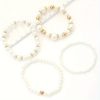 4-Pieces: Elegant White Faux Pearls Beaded Handmade Hand String Jewelry Set - Image 4