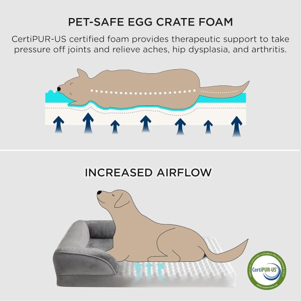 Orthopedic Dog Bed for Medium Dogs – Waterproof Dog Sofa Beds Medium, Supportive Foam Pet Couch Bed with Removable Washable Cover, Waterproof Lining and Nonskid Bottom, Grey, 28″x23″x6.5″ - Image 7