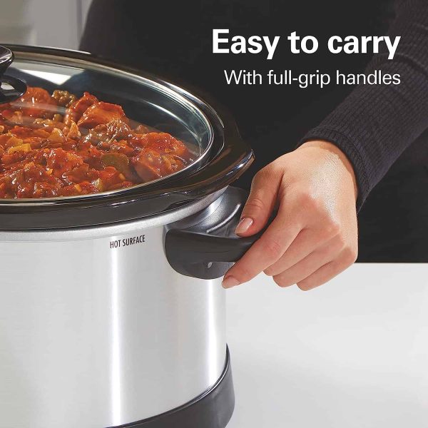 8 Quart Programmable Slow Cooker with Three Temperature Settings, Dishwasher Safe Crock and Lid, Silver (33480) - Image 5