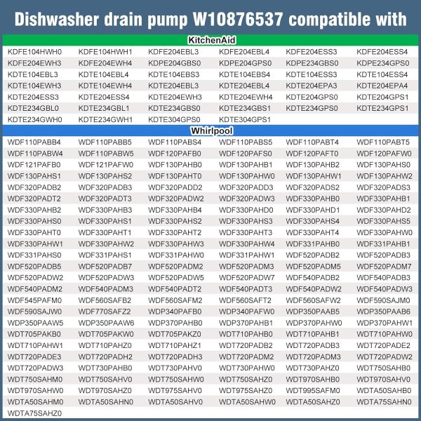 Upgraded W10876537 W10724439 PS11738151 Dishwasher Drain Pump Compatible With whirlpool, kenmore Dishwasher Replaces AP6004843, 4454971, OEM Quality - Image 5