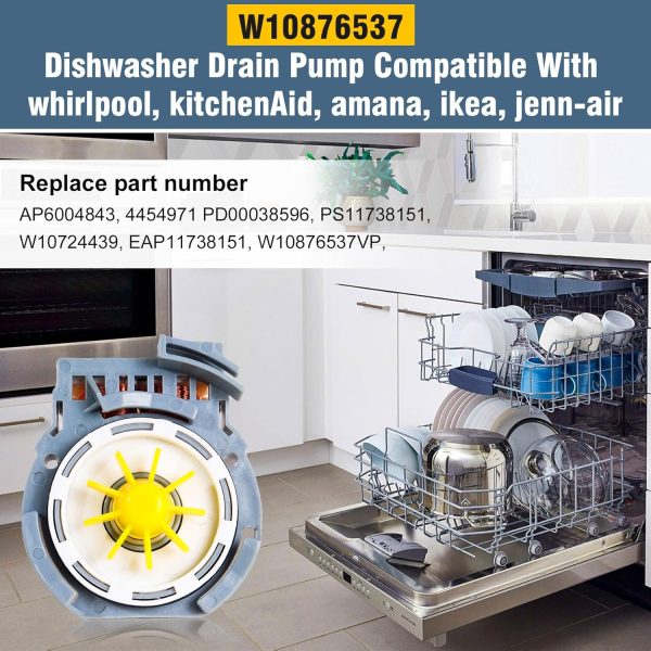 Upgraded W10876537 W10724439 PS11738151 Dishwasher Drain Pump Compatible With whirlpool, kenmore Dishwasher Replaces AP6004843, 4454971, OEM Quality - Image 6