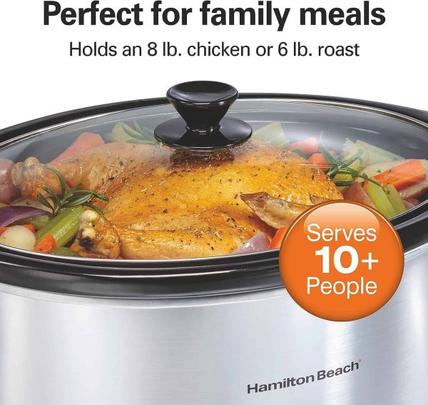 8 Quart Programmable Slow Cooker with Three Temperature Settings, Dishwasher Safe Crock and Lid, Silver (33480) - Image 2