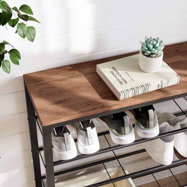 INDESTIC Shoe Rack, Shoe Organizer for Closet with 4 Mesh Shelves and Large Top for Bags ULBS015B03 - Image 4