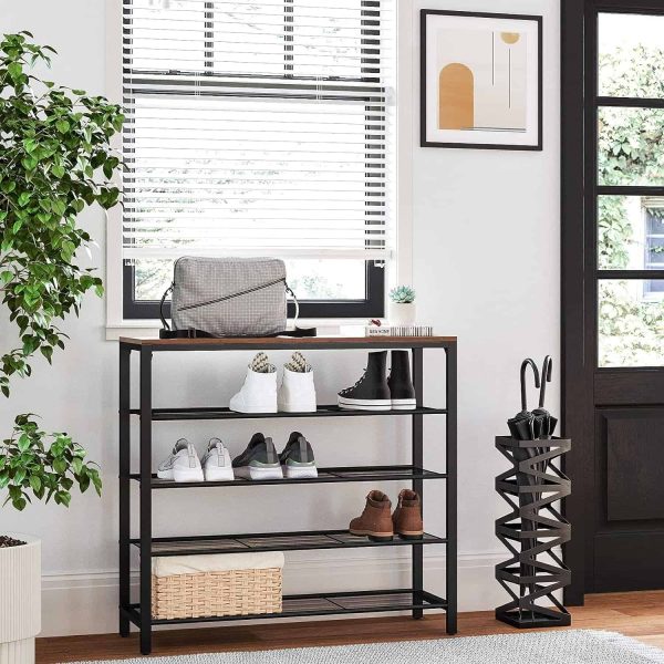 INDESTIC Shoe Rack, Shoe Organizer for Closet with 4 Mesh Shelves and Large Top for Bags ULBS015B03 - Image 2