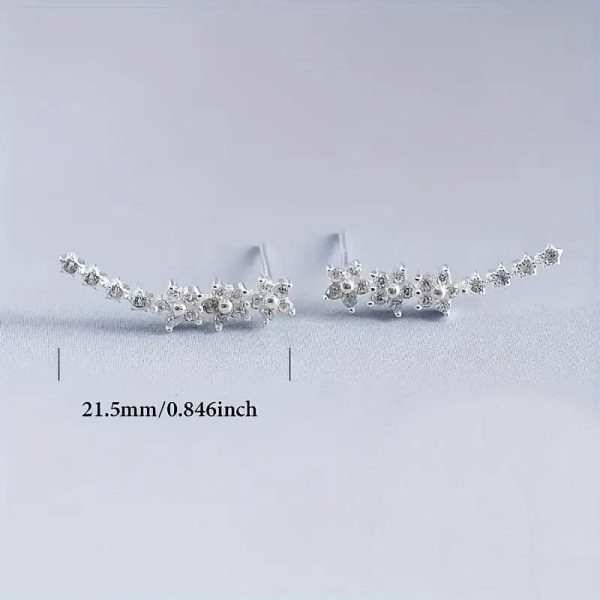 925 Silver Climber Earrings with Hypoallergenic Synthetic Cubic Zirconia - Image 2