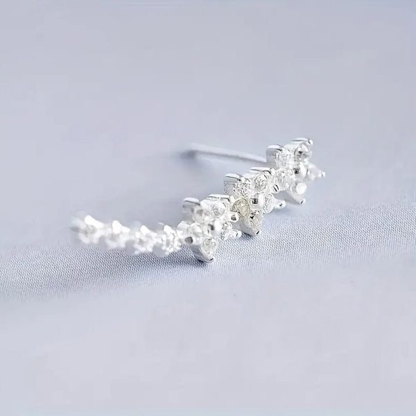 925 Silver Climber Earrings with Hypoallergenic Synthetic Cubic Zirconia - Image 3
