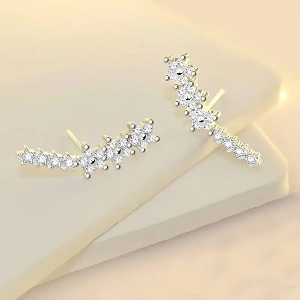 925 Silver Climber Earrings with Hypoallergenic Synthetic Cubic Zirconia - Image 4