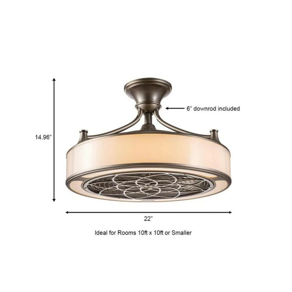 SFL-550L1 Windara 22 in. LED Indoor/Covered Outdoor Brushed Nickel Ceiling Fan with Light Kit and Remote Control - Image 2