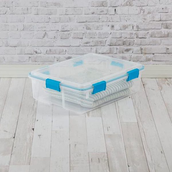 Multipurpose 37 Quart Clear Plastic Under-Bed Storage Tote Bins with Secure Gasket Latching Lids for Home Organization, (4 Pack) - Image 9