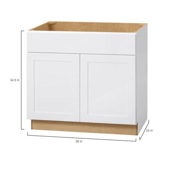 Hampton Bay SB36 Avondale Shaker Alpine White Quick Assemble Plywood 36 in Sink Base Kitchen Cabinet (36 in W x 24 in D x 34.5 in H) - Image 8
