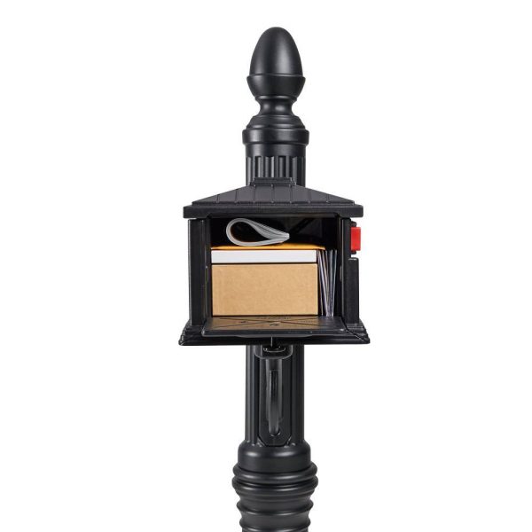Mailboxes SC000BAM Stratford Black, Medium, Plastic, All-In-One Mailbox and Post Combo - Image 3