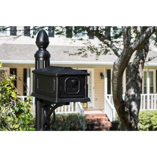 Mailboxes SC000BAM Stratford Black, Medium, Plastic, All-In-One Mailbox and Post Combo - Image 6