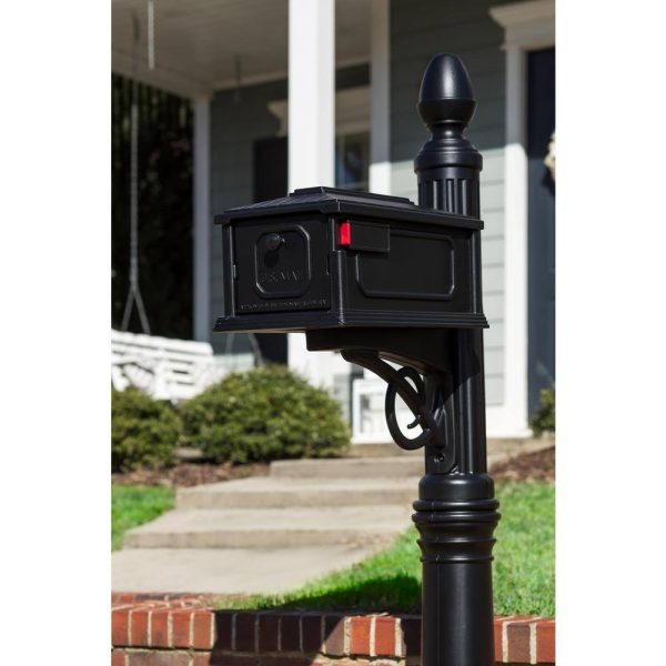 Mailboxes SC000BAM Stratford Black, Medium, Plastic, All-In-One Mailbox and Post Combo - Image 2
