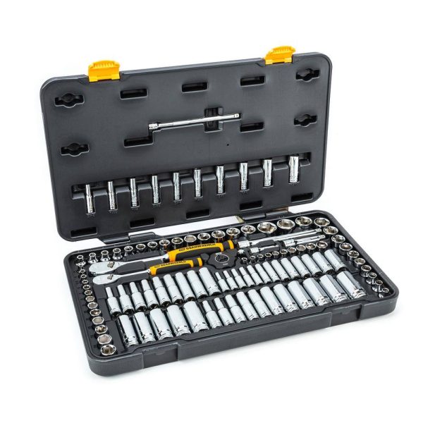 83001 1/4 in. and 3/8 in. Drive 6-Point Standard   Deep SAE/Metric 90-Tooth Ratchet and Socket Mechanics Tool Set (106-Piece)