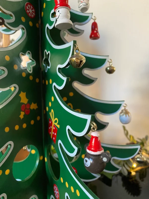 Wooden Christmas Tree Decoration Xmas Handmade Ornament Green & White Centerpiece Ornament Indoor Decor Gift 35cm - Image 3