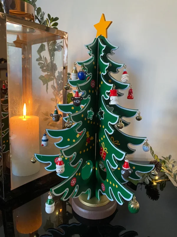 Wooden Christmas Tree Decoration Xmas Handmade Ornament Green & White Centerpiece Ornament Indoor Decor Gift 35cm - Image 2