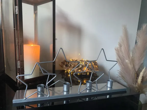 Christmas Star Taper Candle Holder Decorative Festive Ornament Holds 4 Taper Candles Decor Home Silver/Gold - Image 5