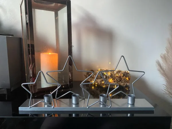 Christmas Star Taper Candle Holder Decorative Festive Ornament Holds 4 Taper Candles Decor Home Silver/Gold - Image 3