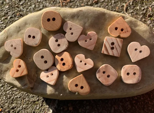Wooden Buttons Pack of 6 – Round, Square, Heart & Surprise styles available – Handcrafted