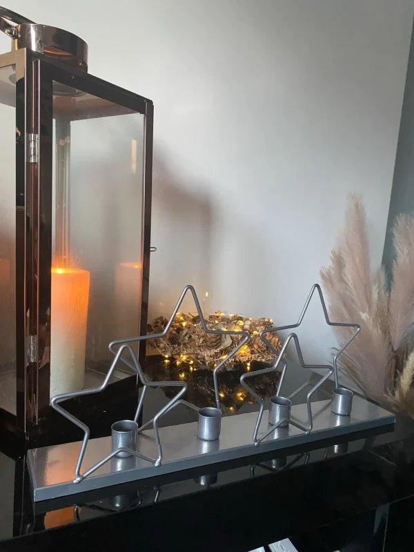 Christmas Star Taper Candle Holder Decorative Festive Ornament Holds 4 Taper Candles Decor Home Silver/Gold - Image 7