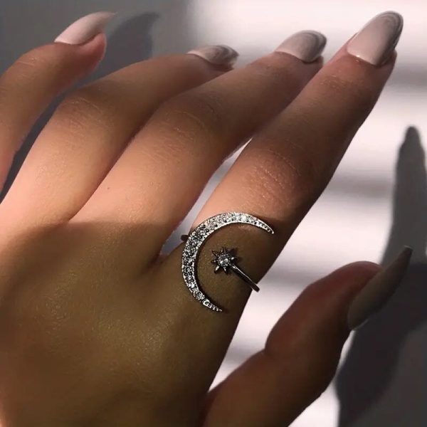 Trendy Cuff Ring Moon and Sun Design - Image 2