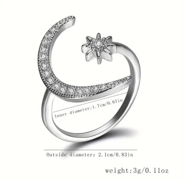Trendy Cuff Ring Moon and Sun Design - Image 3