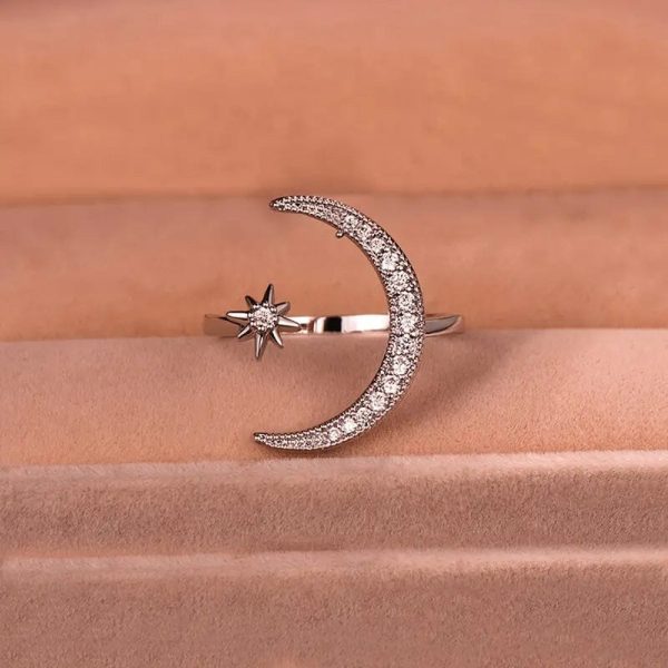 Trendy Cuff Ring Moon and Sun Design - Image 4