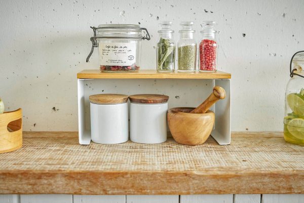 Stackable Countertop Shelf - Two Sizes - Steel + Wood - Image 3