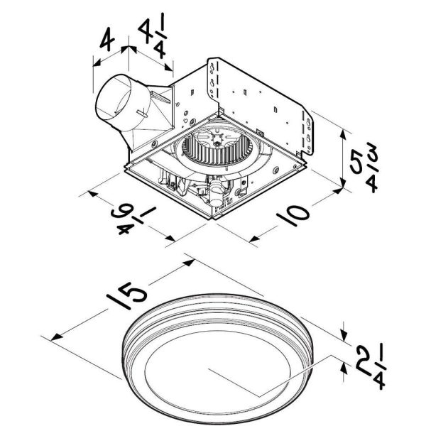 AERN110SLW Roomside Series Decorative White 110 CFM Ceiling Humidity Sensing Bathroom Exhaust Fan with LED Panel, ENERGY STAR - Image 2