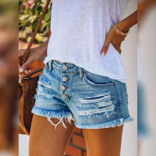 Women's Shorts Hot Pants Distressed Jeans Denim - Image 2